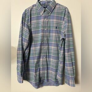 Ralph Lauren Blue and Green Plaid Performance Button-Down Shirt